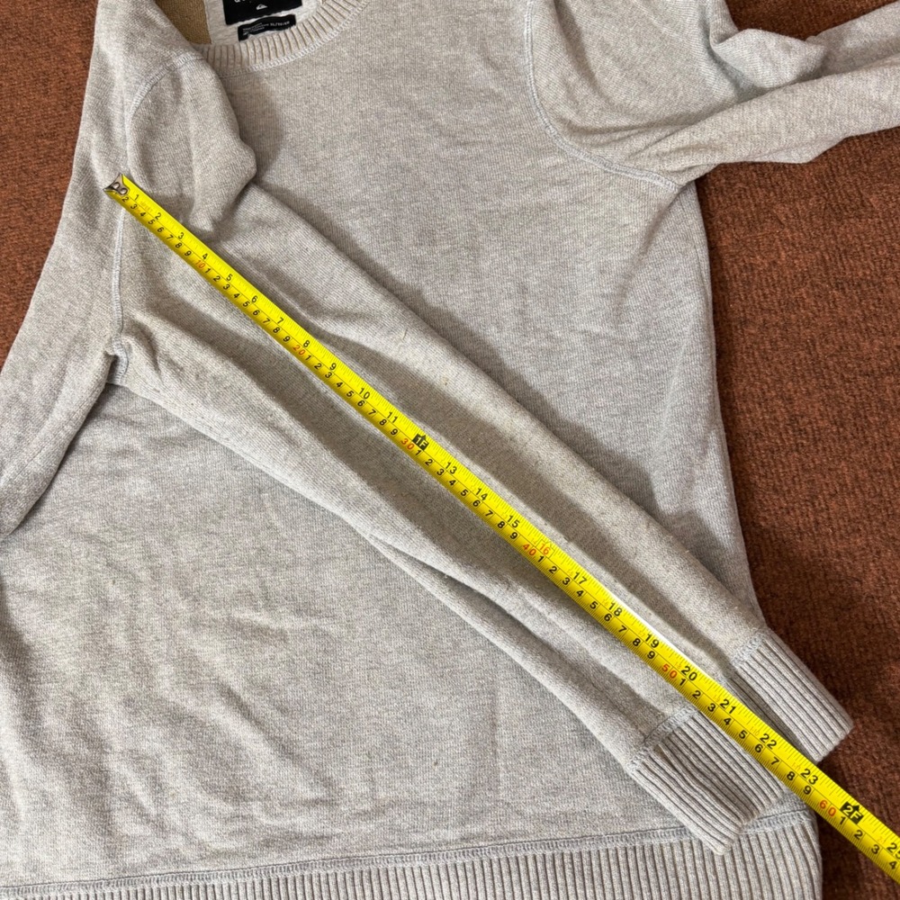 Quiksilver Mens XL Heather Grey Crewneck Knit Sweater Radical Times Patch Logo - Picture 5 of 10